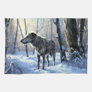 Irish Wolfhound  Let It Snow Christmas Tea Towel