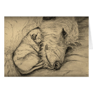 Irish Wolfhound Mother and Puppy