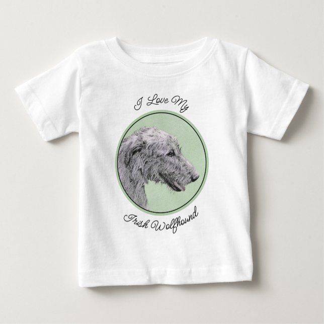 Irish Wolfhound Painting - Cute Original Dog Art Baby T-Shirt (Front)