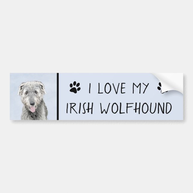 Irish Wolfhound Painting - Cute Original Dog Art Bumper Sticker (Front)
