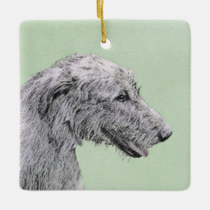 Irish Wolfhound Painting - Cute Original Dog Art Ceramic Ornament
