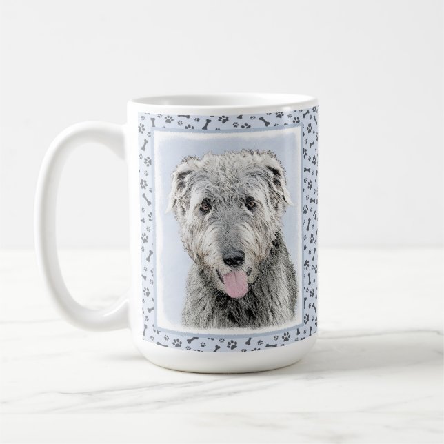 Irish Wolfhound Painting - Cute Original Dog Art Coffee Mug (Left)