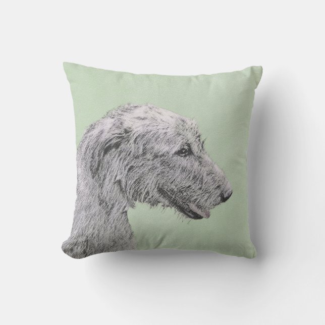 Irish Wolfhound Painting - Cute Original Dog Art Cushion (Front)