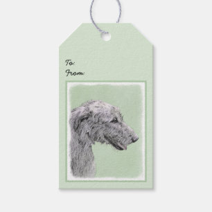 Irish Wolfhound Painting - Cute Original Dog Art Gift Tags