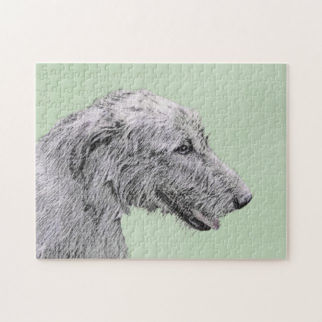 Irish Wolfhound Painting - Cute Original Dog Art Jigsaw Puzzle (Horizontal)
