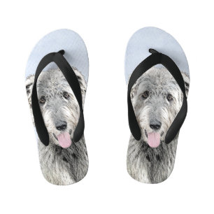 Irish Wolfhound Painting - Cute Original Dog Art Kid's Thongs
