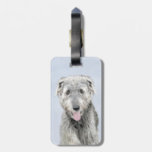 Irish Wolfhound Painting - Cute Original Dog Art Luggage Tag