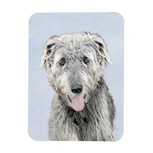 Irish Wolfhound Painting - Cute Original Dog Art Magnet