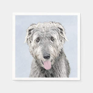 Irish Wolfhound Painting - Cute Original Dog Art Napkin