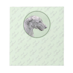 Irish Wolfhound Painting - Cute Original Dog Art Notepad