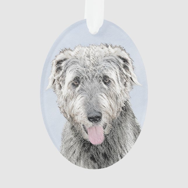 Irish Wolfhound Painting - Cute Original Dog Art Ornament (Back)
