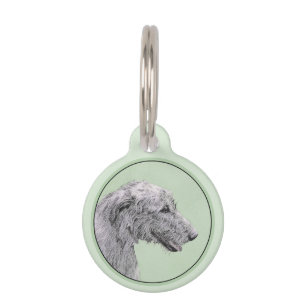 Irish Wolfhound Painting - Cute Original Dog Art Pet Tag