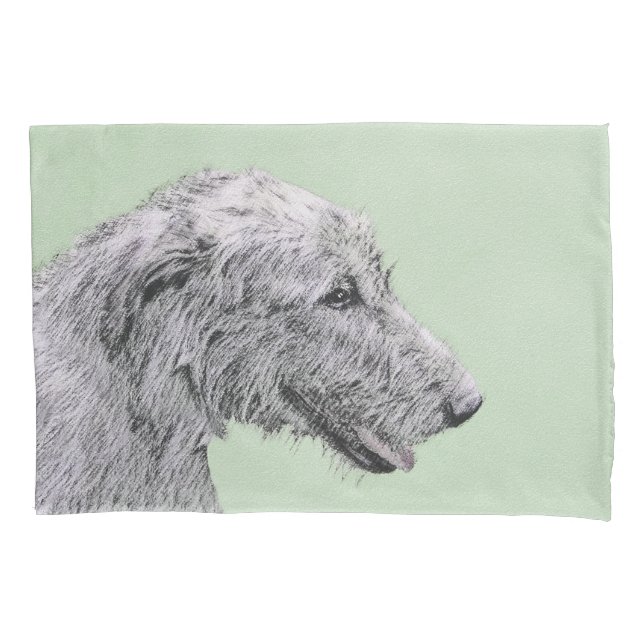 Irish Wolfhound Painting - Cute Original Dog Art Pillowcase (Front)