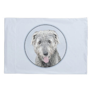Irish Wolfhound Painting - Cute Original Dog Art Pillowcase