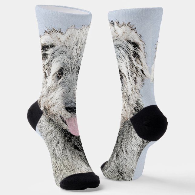 Irish Wolfhound Painting - Cute Original Dog Art Socks (Angled)