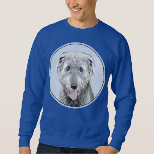 Irish Wolfhound Painting - Cute Original Dog Art Sweatshirt