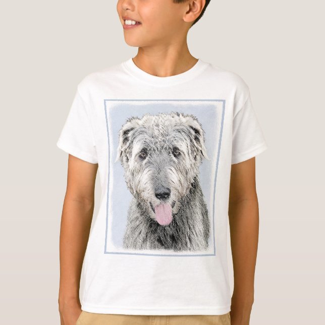 Irish Wolfhound Painting - Cute Original Dog Art T-Shirt (Front)