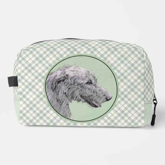 Irish Wolfhound Painting Grey Original Dog Art Dopp Kit (Front)
