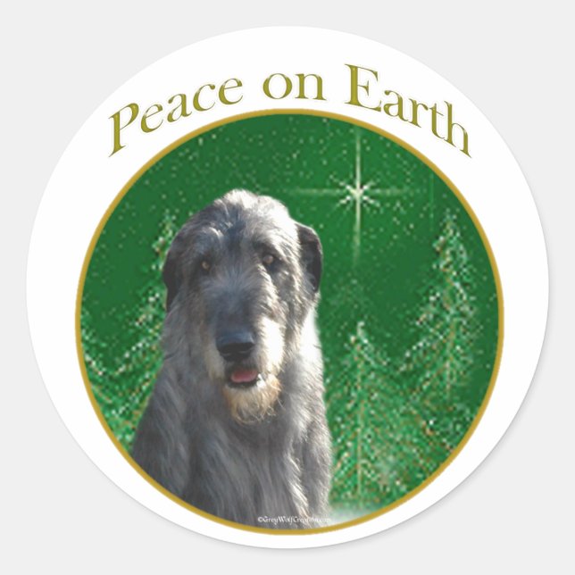 Irish Wolfhound Peace Classic Round Sticker (Front)
