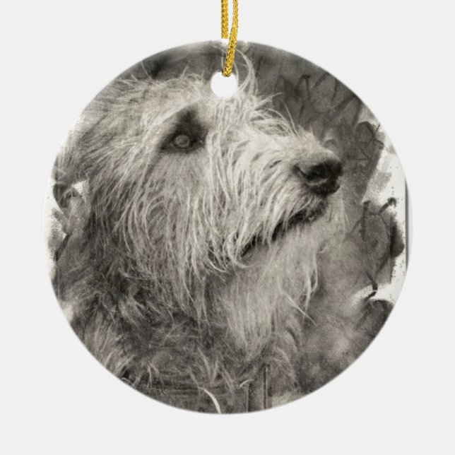 Irish Wolfhound perfect pose Ceramic Tree Decoration (Front)