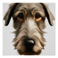 Irish Wolfhound Pet Portrait Painting Isolated on