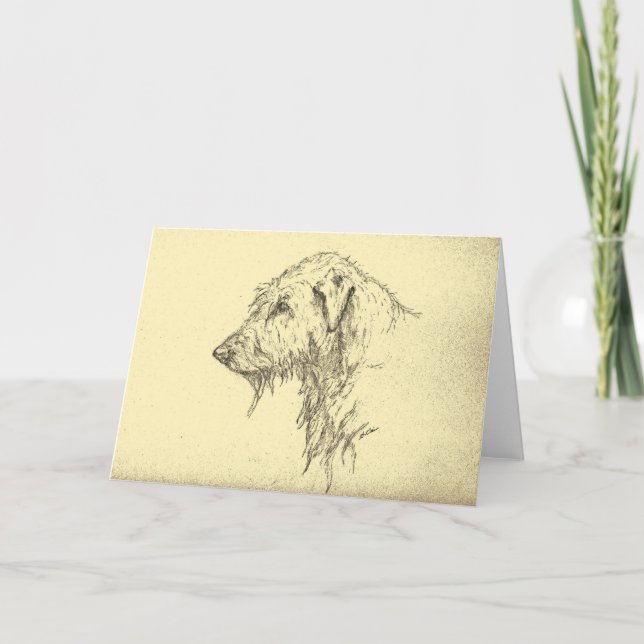 Irish Wolfhound Portrait Greeting Card (Front)