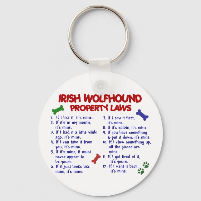 IRISH WOLFHOUND Property Laws 2 Key Ring (Front)