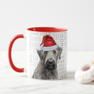 Irish Wolfhound Santa Dog Woof Background Mug