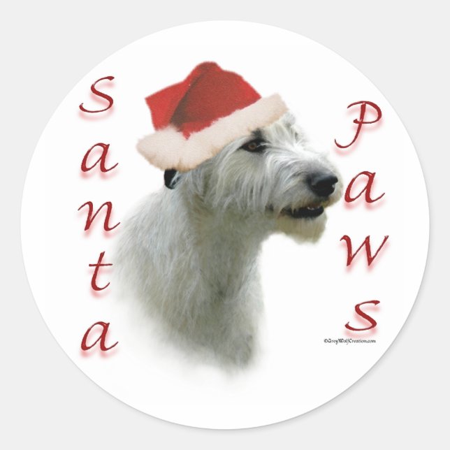 Irish Wolfhound Santa Paws Classic Round Sticker (Front)