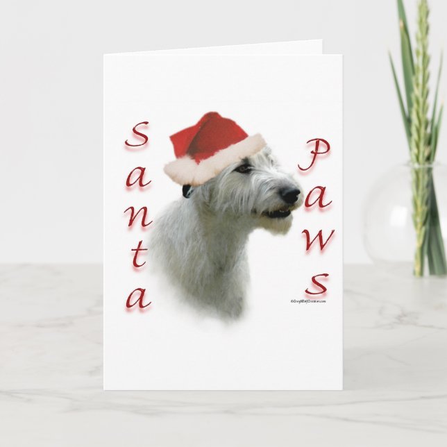 Irish Wolfhound Santa Paws Holiday Card (Front)