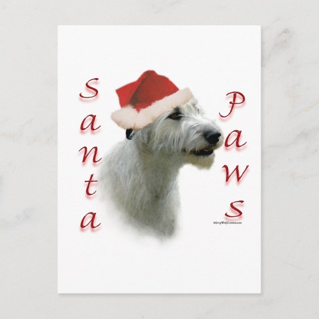 Irish Wolfhound Santa Paws Holiday Postcard (Front)