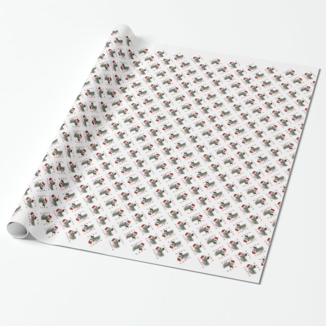 Irish Wolfhound Santa Paws Wrapping Paper (Unrolled)