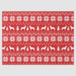 Irish Wolfhound Silhouettes Christmas Pattern Red Tissue Paper<br><div class="desc">Festive Red and White Christmas Sweater Style Pattern with Irish Wolfhound Silhouettes</div>