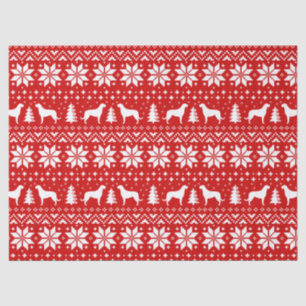 Irish Wolfhound Silhouettes Christmas Pattern Red Tissue Paper