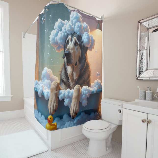 Irish Wolfhound Sloppy Sleepy Cute Funny  Shower Curtain (In Situ)