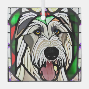 Irish Wolfhound "Stained Glass" Glass Tree Decoration