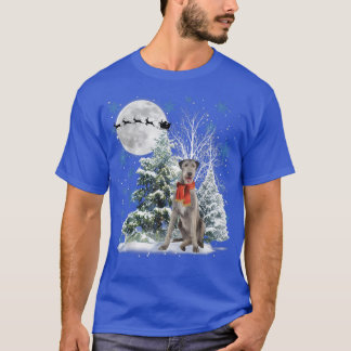 Irish Wolfhound Under Moonlight Snow Christmas Paj T-Shirt