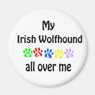 Irish Wolfhound Walks Design Magnet