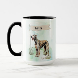Irish Wolfhound Watercolor Personalised Dog Mug