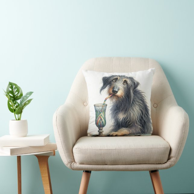 Irish Wolfhound With Retro Soda Cushion (Chair)