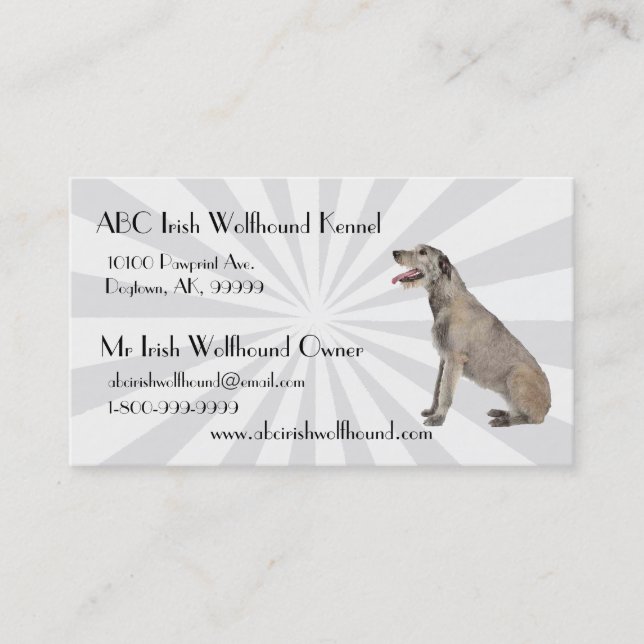 Irish Wolfhound with white Starburst Business Card (Front)
