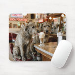 Irish Wolfhounds Sharing a Milkshake Mouse Pad<br><div class="desc">A pair of Irish Wolfhound dogs sitting on stools share a milkshake in a retro diner</div>