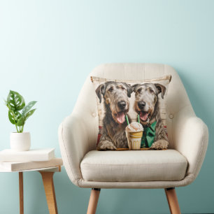 Irish Wolfhounds With Ice Cream Soda Cushion