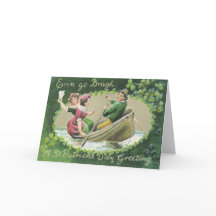 Irish Woman Man Rowboat Shamrock
