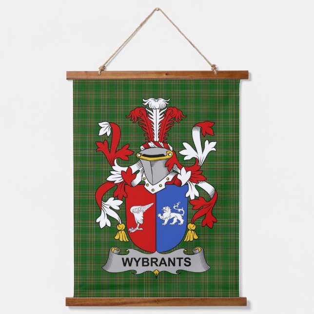 Irish Wybrants Coat of Arms Family Crest Hanging Tapestry (Front)