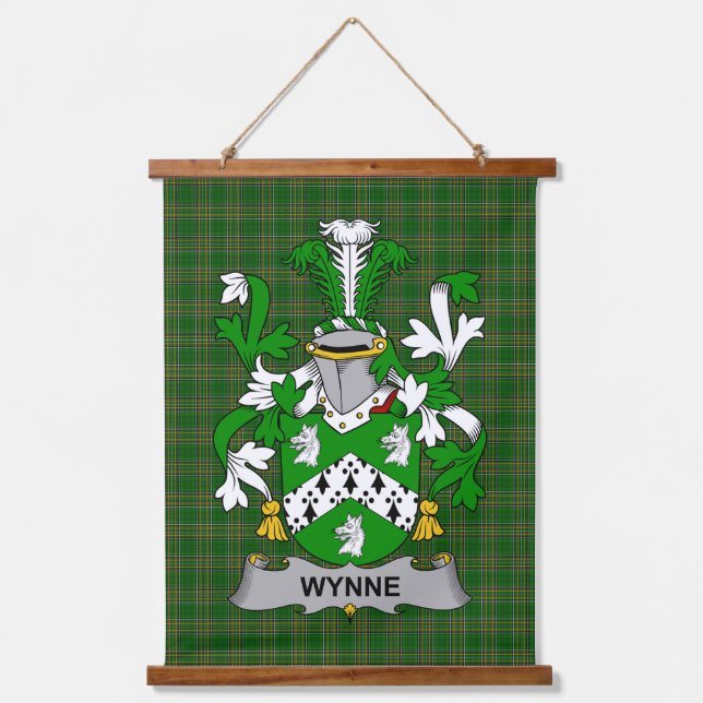 Irish Wynne Coat of Arms Family Crest Hanging Tapestry (Front)