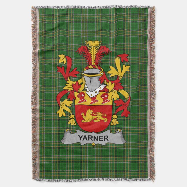  Irish Yarner Coat of Arms Family Crest Ireland Throw Blanket (Front Vertical)