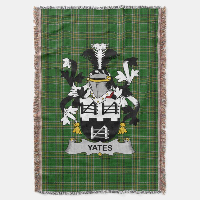  Irish Yeates Coat of Arms Family Crest Ireland Throw Blanket (Front Vertical)