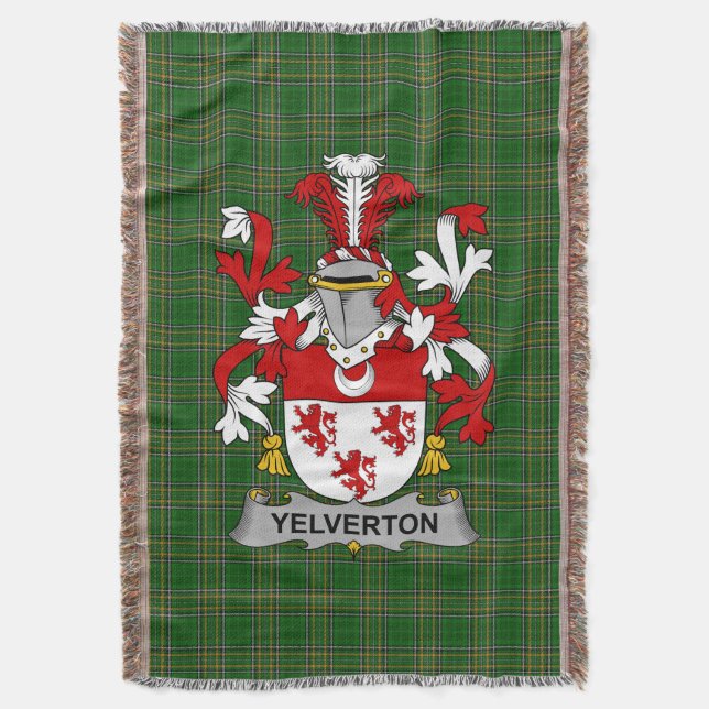  Irish Yelverton Coat of Arms Family Crest Ireland Throw Blanket (Front Vertical)