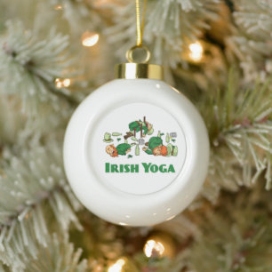 Irish Yoga Funny St. Patrick's Day Ceramic Ball Christmas Ornament